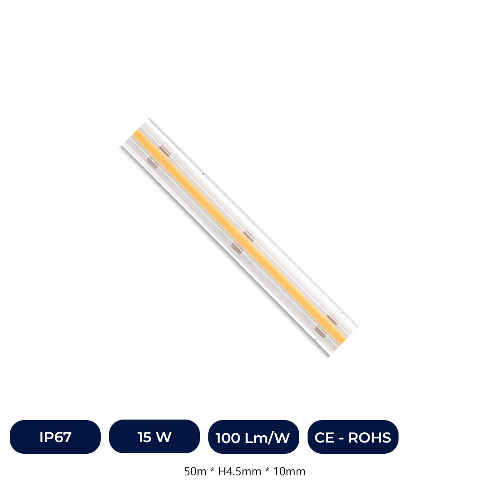 Ruban LED COB 220V | COUPÉ SUR MESURE | 840LED/M | | PUCE RETOURNANTE | 1500Lm | 16 W/M | IRC90 | IP67 | Couper 10 Cm