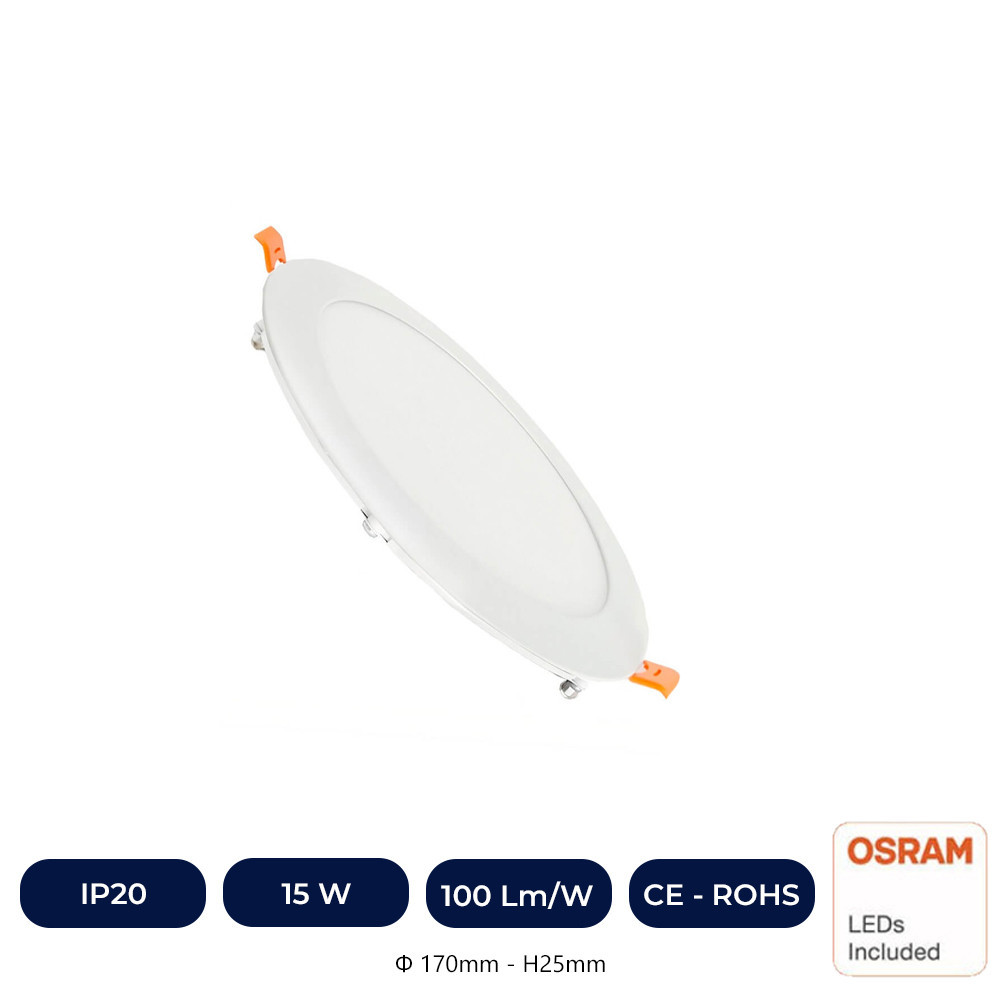 Plafonnier Slim LED Rond 15W - OSRAM CHIP DURIS E 2835