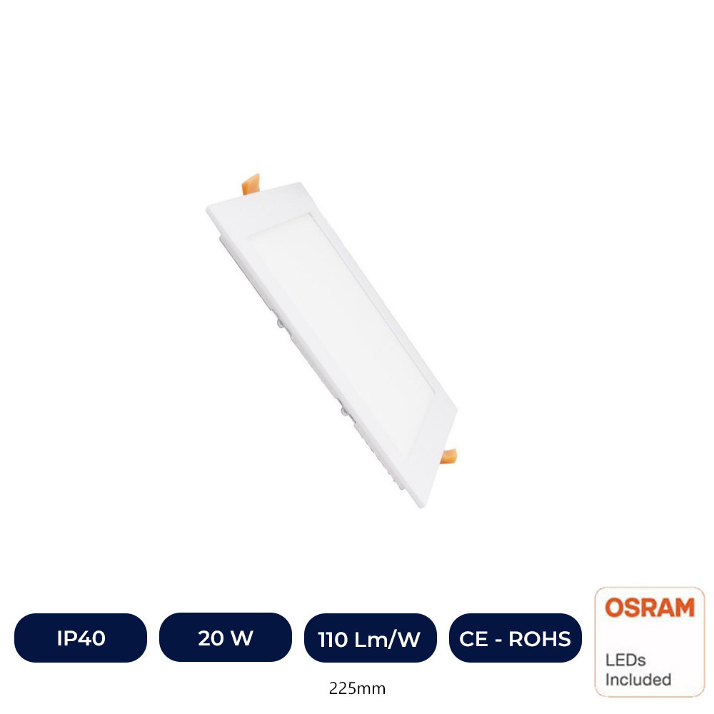 Plafonnier Slim LED Carré 20W - OSRAM CHIP DURIS E 2835