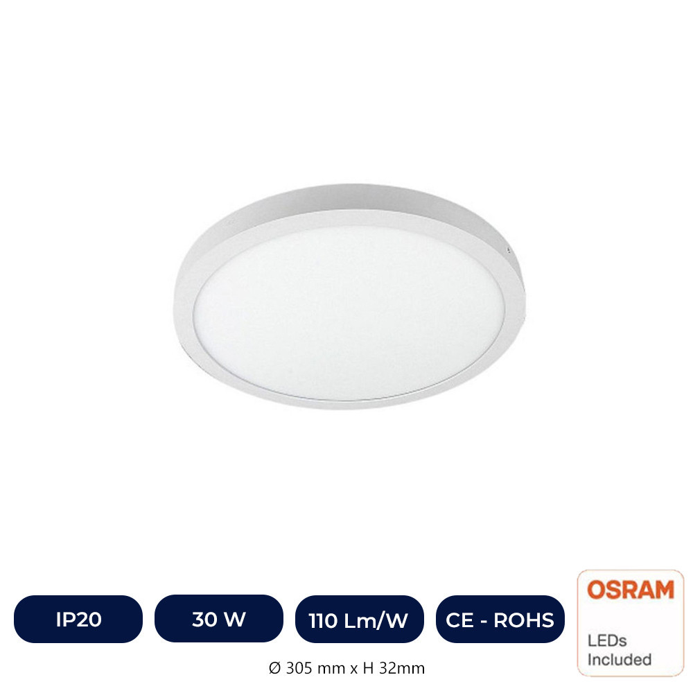 Plafonnier LED Avec Surface Rond 30W - OSRAM CHIP DURIS E 2835