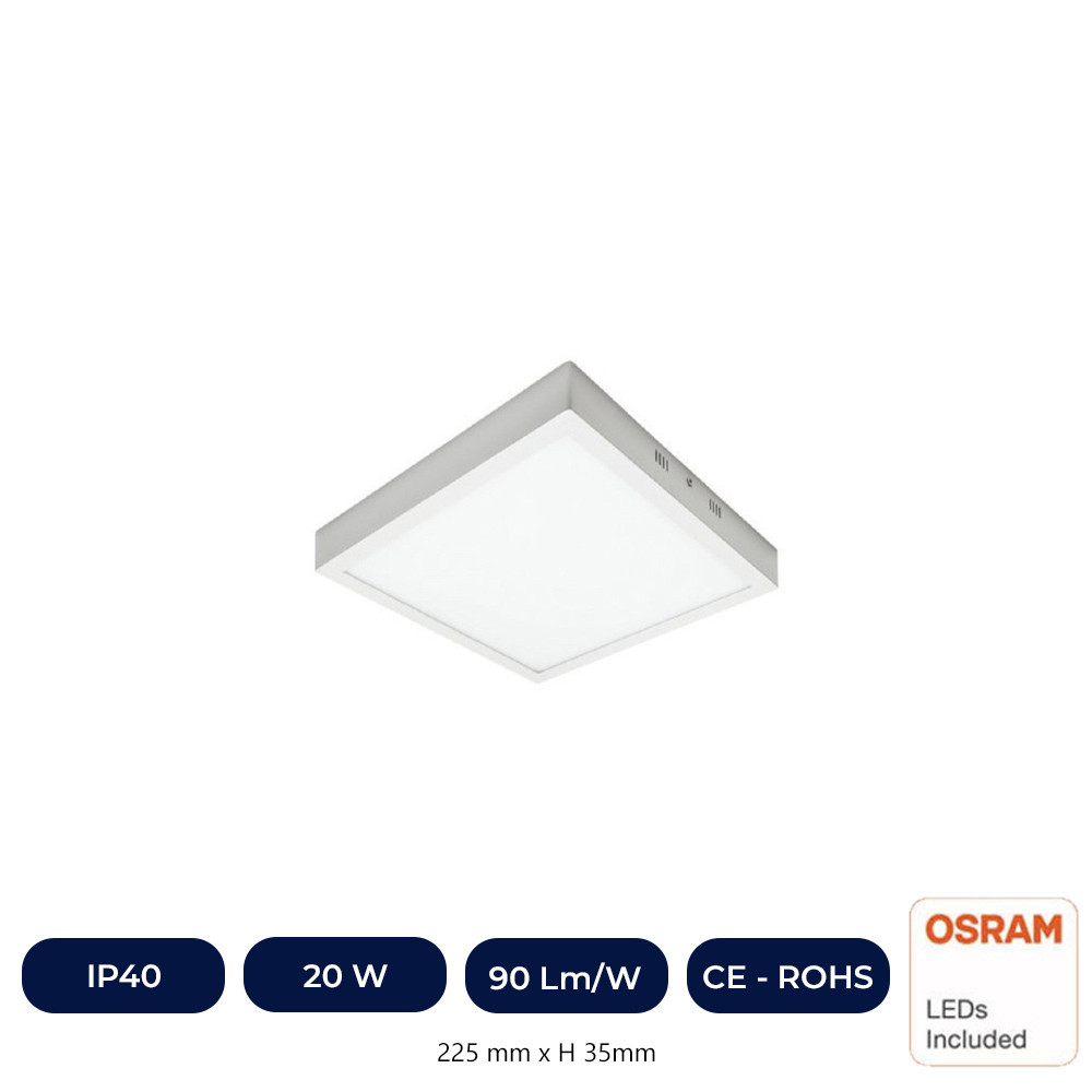 Plafonnier LED Avec Surface Carré 20W - OSRAM CHIP DURIS E 283