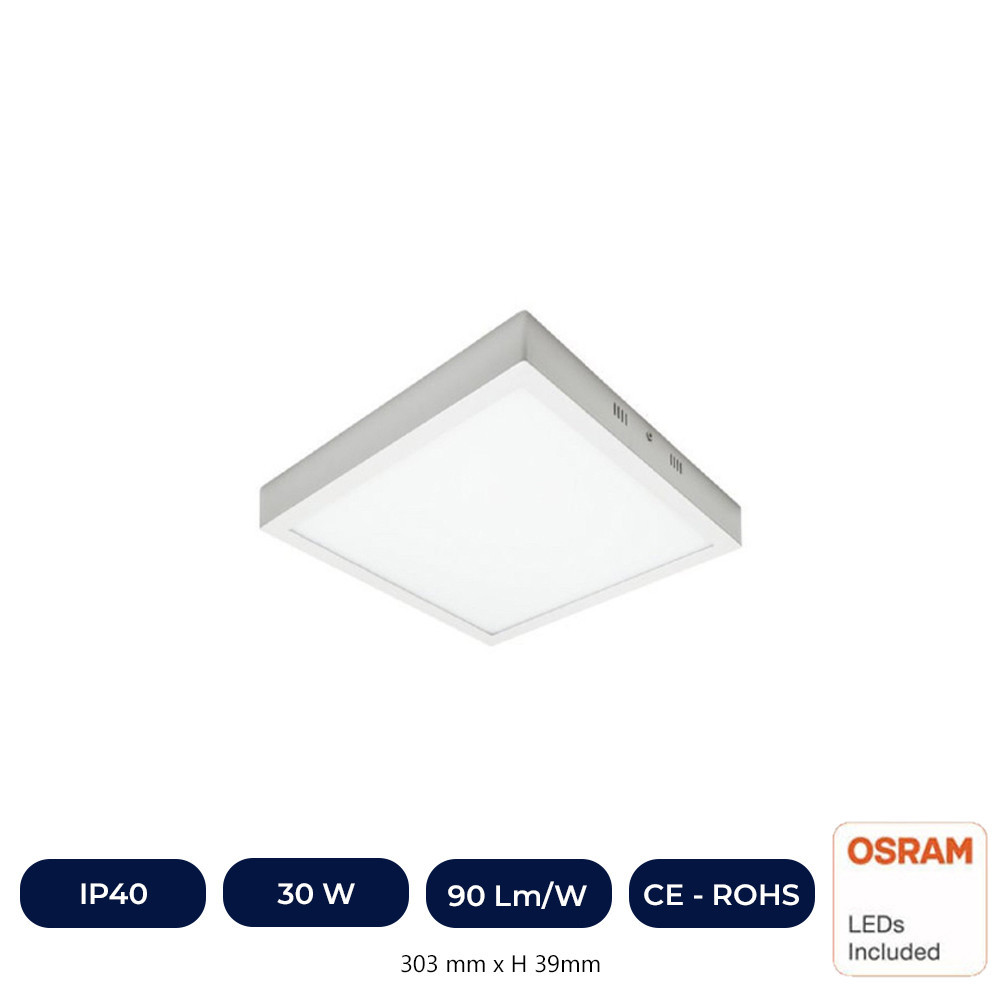 Plafonnier LED Avec Surface Carré 30W - OSRAM CHIP DURIS E 2835