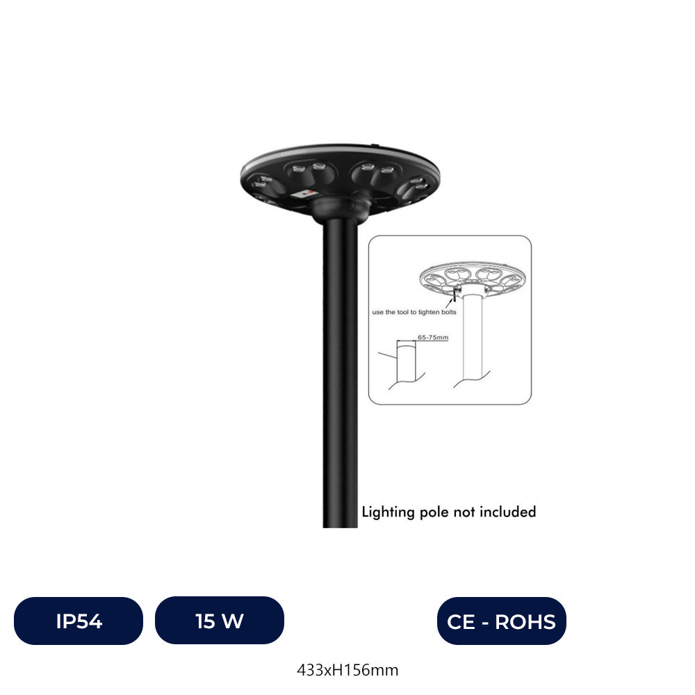 Lampadaire Solaire LED - JARDIN - ABS - 4000K+ Télécommande