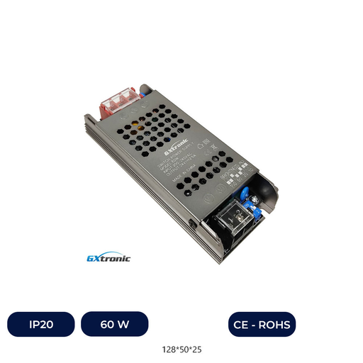 [IC91659] Alimentation 24V 60W 2,5A - Aluminium IP20 - GXtronic