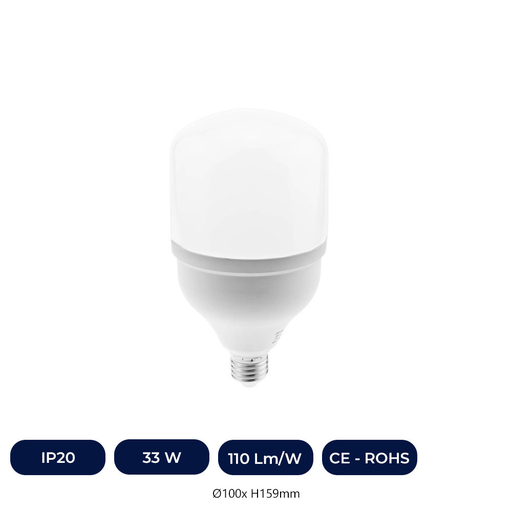 [FLB33WT7 -3K] Lampe LED 33W - 3630Lm - E27 - IP20