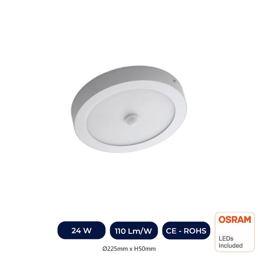 [IC24W-CCT-21809] Plafonnier LED Surface Circulaire 24W - 22W- 20W -18W Détecteur De Mouvement - 2700K+CCT - OSRAM CHIP