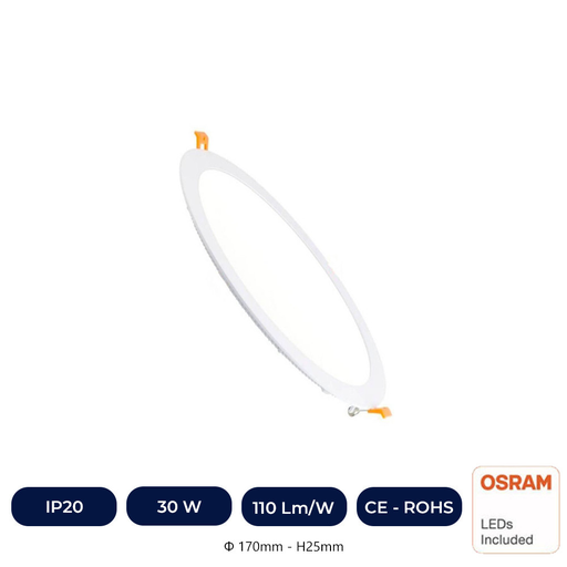 [ICOSR30WRLP-4K] Plafonnier Slim LED Rond 30W - OSRAM CHIP DURIS E 2835