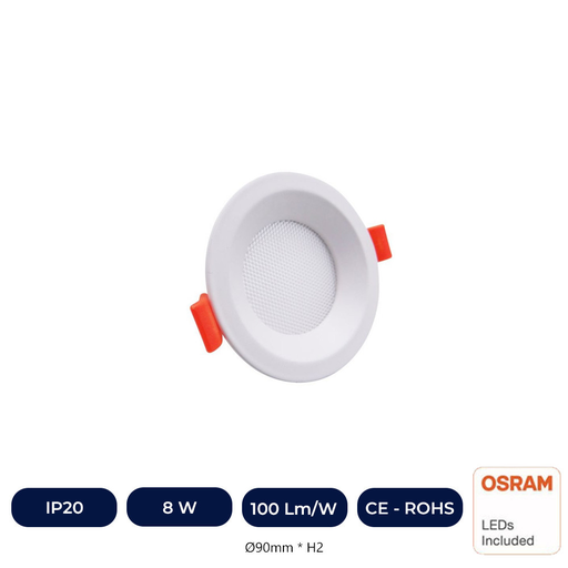 [90841] Plafonnier LED 8W Circulaire - OSRAM CHIP DURIS E2835 - CCT - UGR17