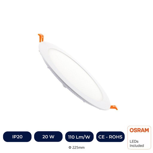 [ICOSR20WPLR-4K-UND] Plafonnier Slim LED Rond 20W - OSRAM CHIP DURIS E 2835