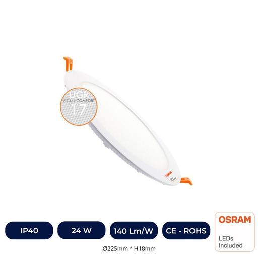 [IC44909-24WOSRPN-4K] Dalle Slim LED Circulaire 24W - UGR17 - OSRAM CHIP DURIS E 2835