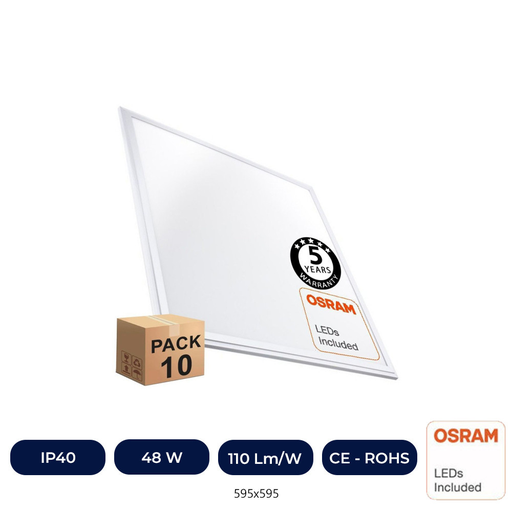 [PNOS60x60-4K] PACK 10 DALLE LED 60x60 Multiwatt - 48W-40W-36W-24W - OSRAM CHIP DURIS E 2835