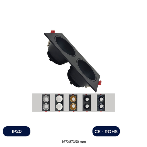 [ICB2HSS-N] Anneau Double Inclinaison - GU10-MR16 - Extérieur Noir